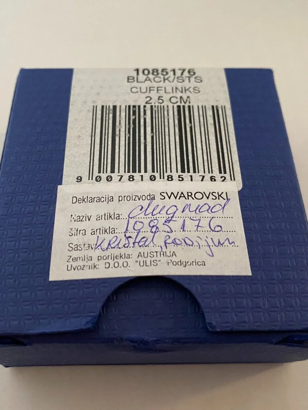 Swarovski 1085176 Black Crystal Cufflinks NWOT w/ Box